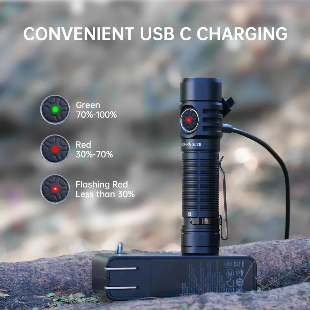 Sofirn SC29 3000 لومينز EDC مصباح يدوي قابل لإعادة الشحن XHP50B LED قوي 21700 مصباح شعلة فانوس IPX8 للتخييم والصيد #4