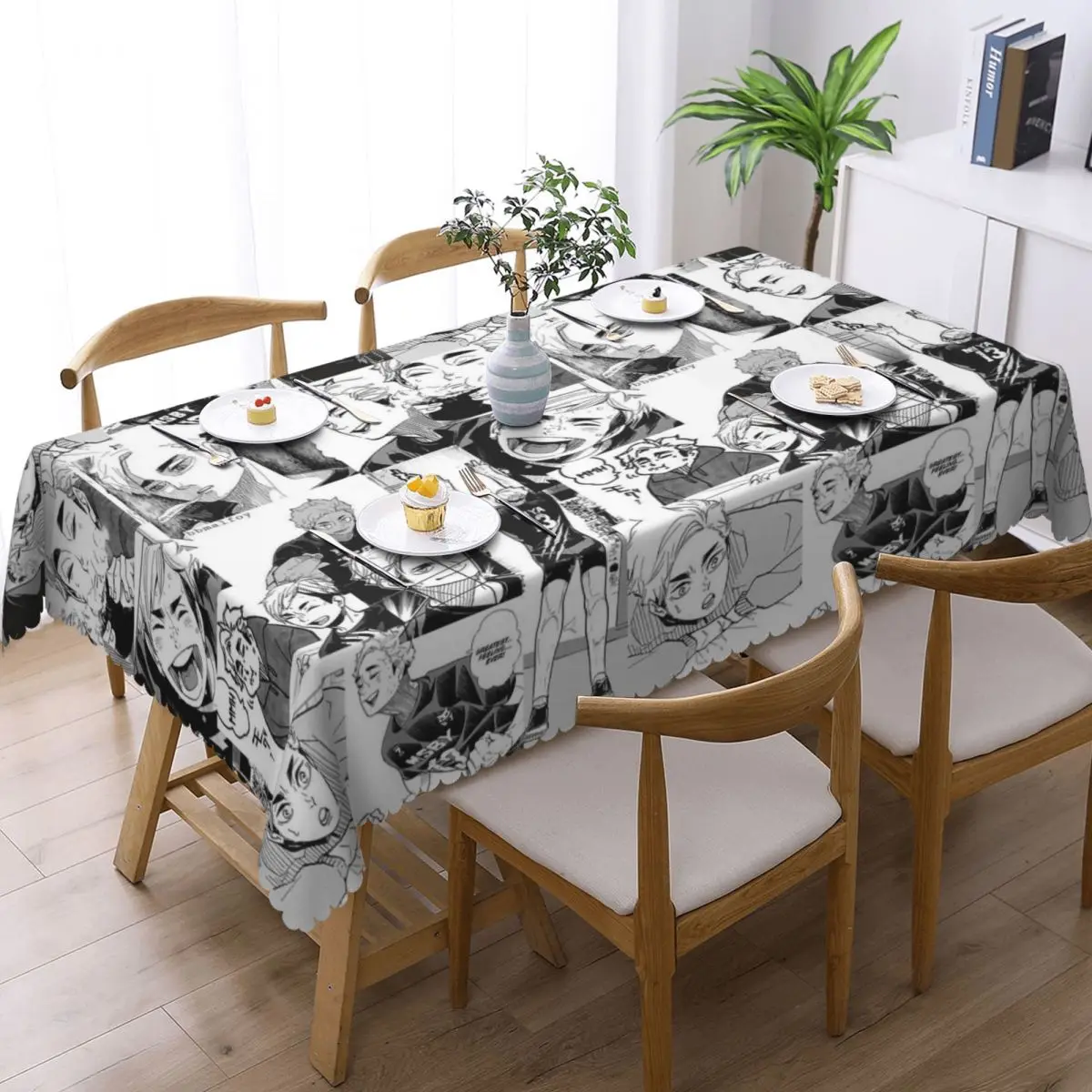 Haikyuu Anime Sakusa Kiyoomi And Atsumu Customized Rectangular Tablecloth Oilproof Table Cover for Dining Events Table Cloth