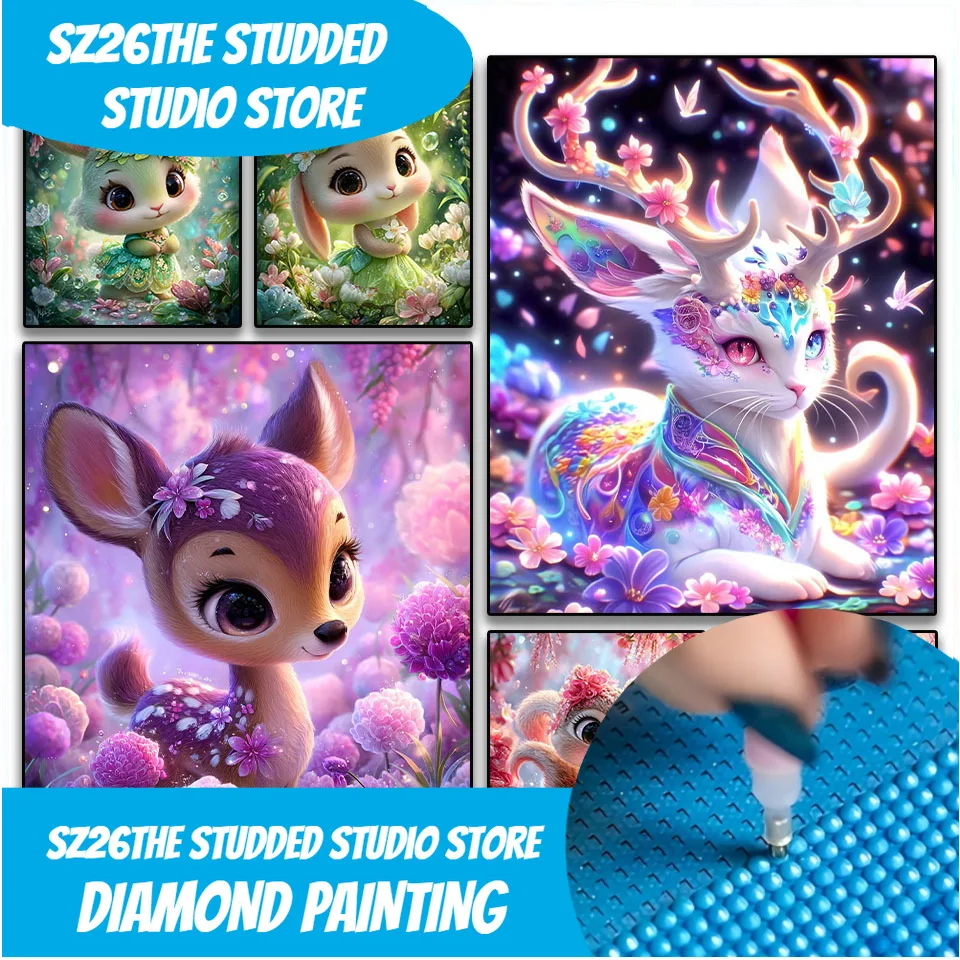 

Sz26The StuddedМультяшное животное Алмазная мозаика 5D DIY алмазная живопись искусство квадратный круглый горный хрусталь ручная работа вышивка крестиком акрил h