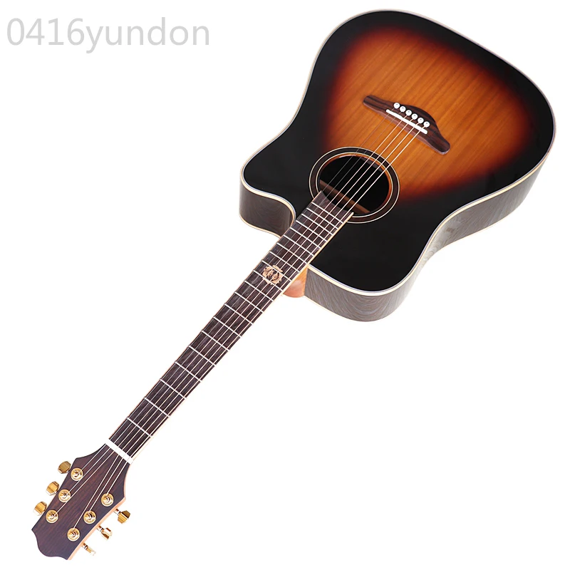 

Solid Acoustic Guitar 6 String Cutaway Design Solid Wood Top Folk Guitar Good Handicraft