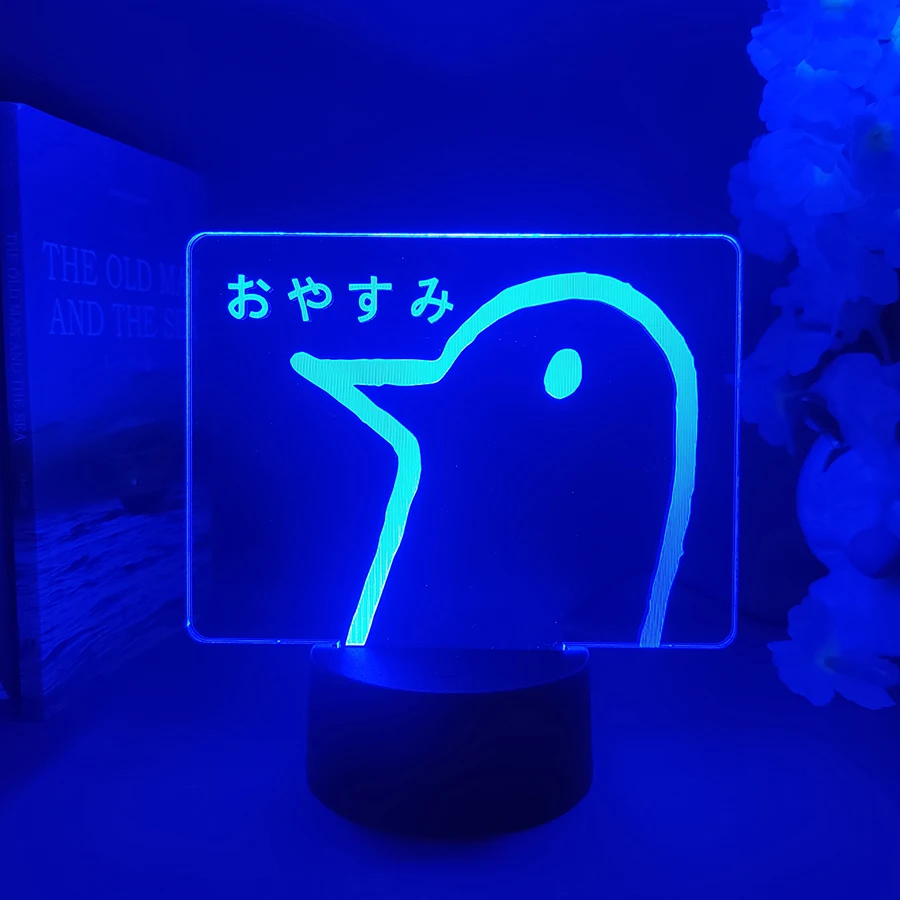 Oyasumi punpun Characters Duck 3d Illusion Nightlight Good Night Punpun Manga Lamp for Kids Bedroom Decoration New Year Gift