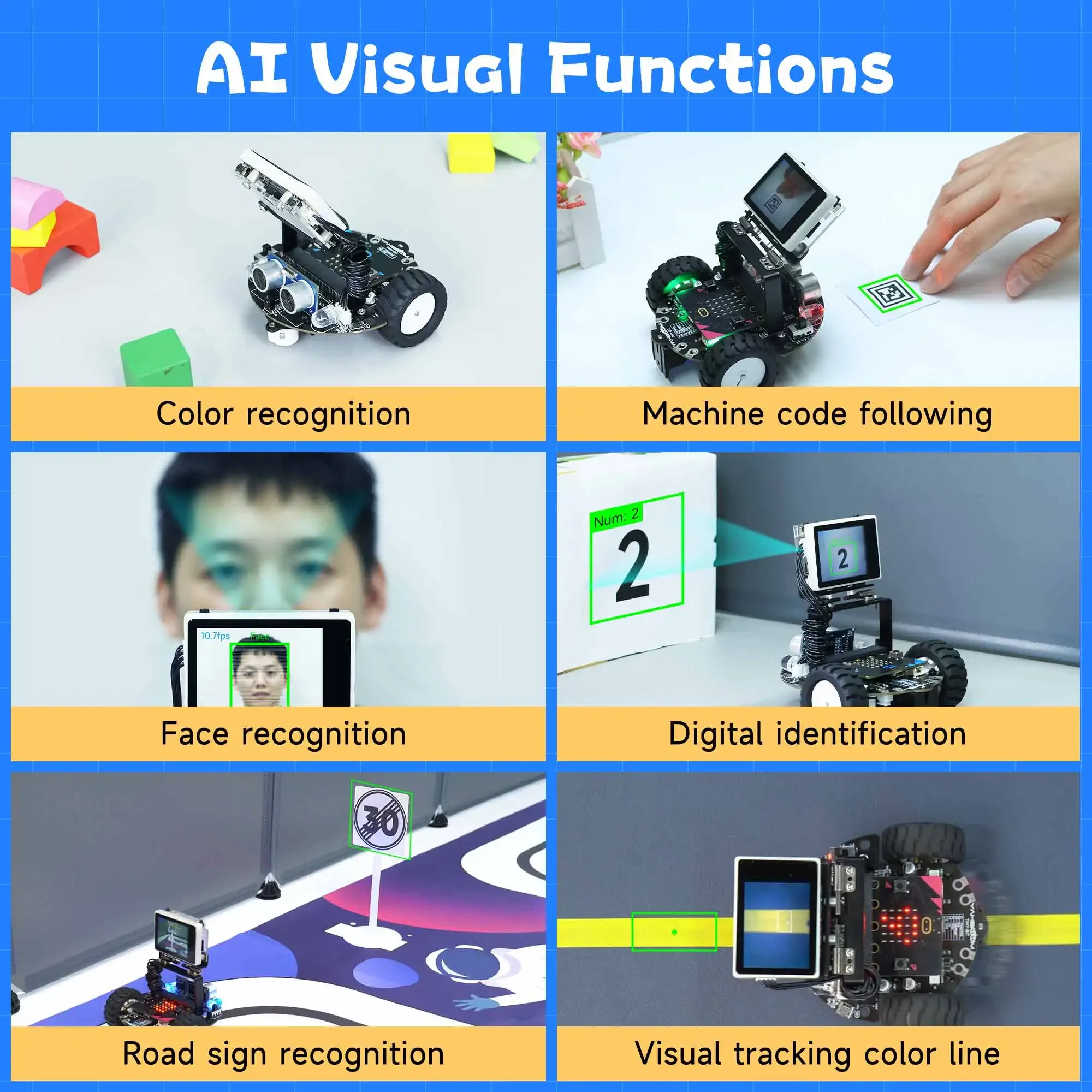 Yahboom Microbit Smart Robot Car AI Visual Recognition Line Tracking Ultrasonic Sensor IR Remote Control Kit