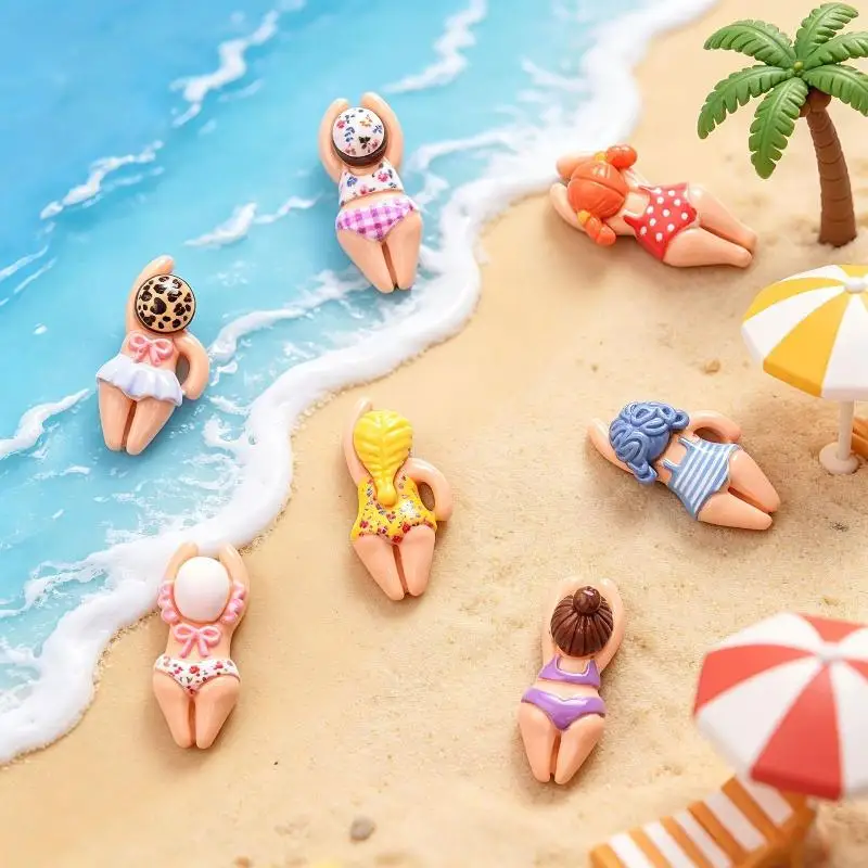 7/14pcs DIY Crafts Phone Case Decoration Scrapbooking Desktop Decor Cute Bikini Girl Mini Resin Figurines Swimming Figure