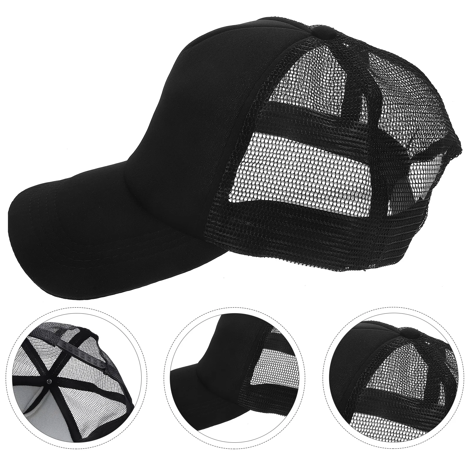

10pcs Black Mesh Baseball Caps Blank DIY Trucker Hats Sublimation Heat Transfer Outdoor Tennis Hiking Fishing
