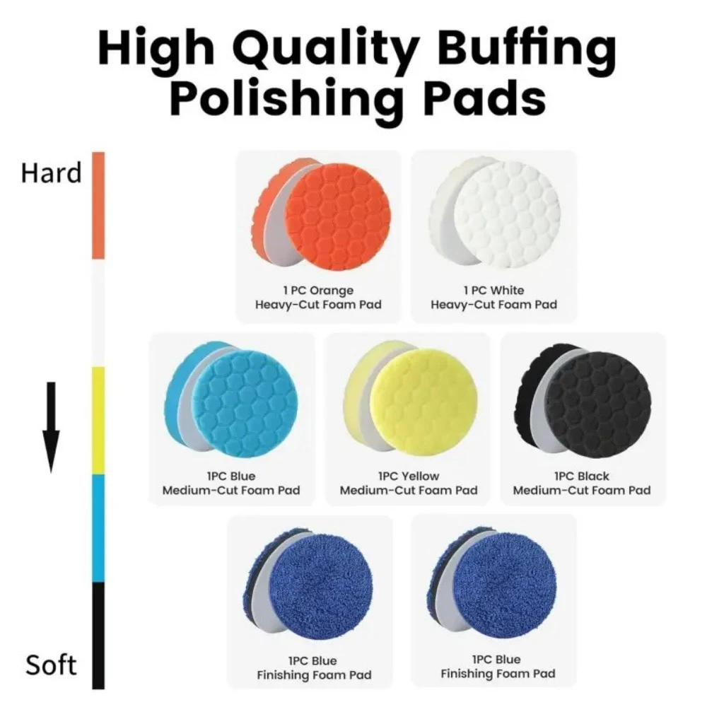 7PCS 5/6 inch Polishing Pads - Self-adhesive Car Polishing, Waxing, Cleaning Sponge - reusable Car Maintenance Tools