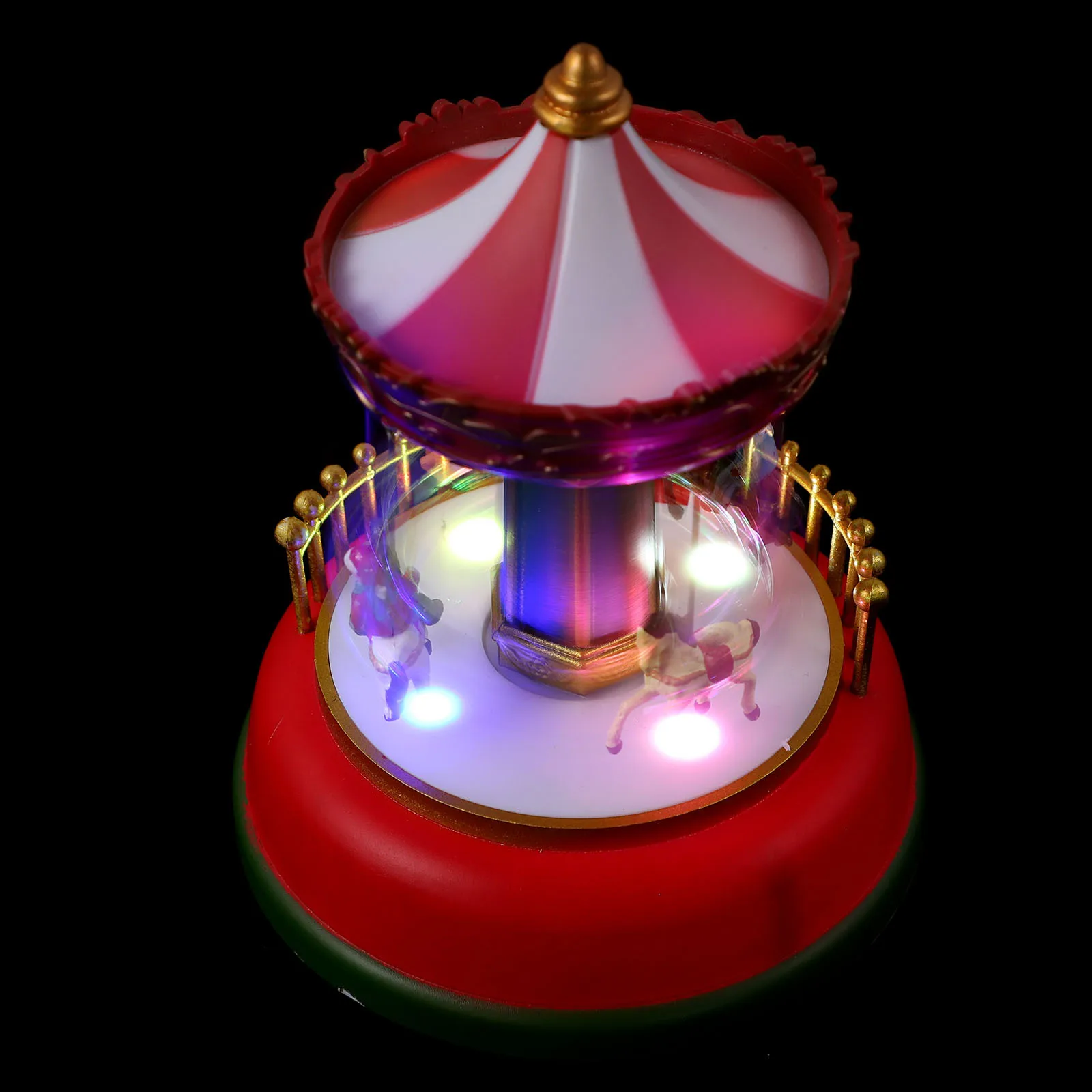 

1pc Glowing Music Box Merry-Go-Round Plastic Desktop Decor Luminous Carousel Melody Box Christmas Gift Kids Room Wedding Party