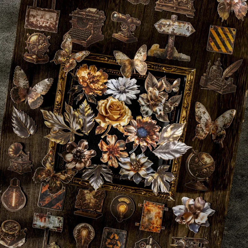 1pack/3pack 6Style Metal Hard Card Stickers for Retro Base Collage Metal Collection Room Series Perfect for Decorative