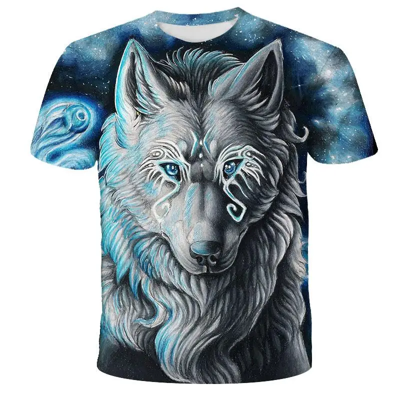 Men\'s Women\'s Summer 3 T-shirt Animal Wolf Graphic Casual Round Neck Short Sleeve Street Soft Breathable T-shirt