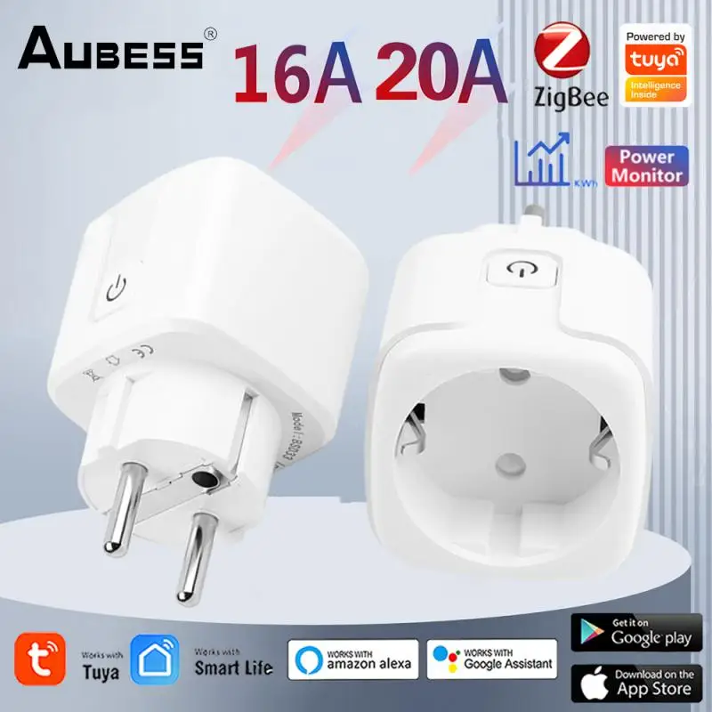 

Tuya Zigbee Smart Plug 16A/20A EU Socket With Power Monitor Timing Function Outlets Voice Control Works With Alexa Google Home