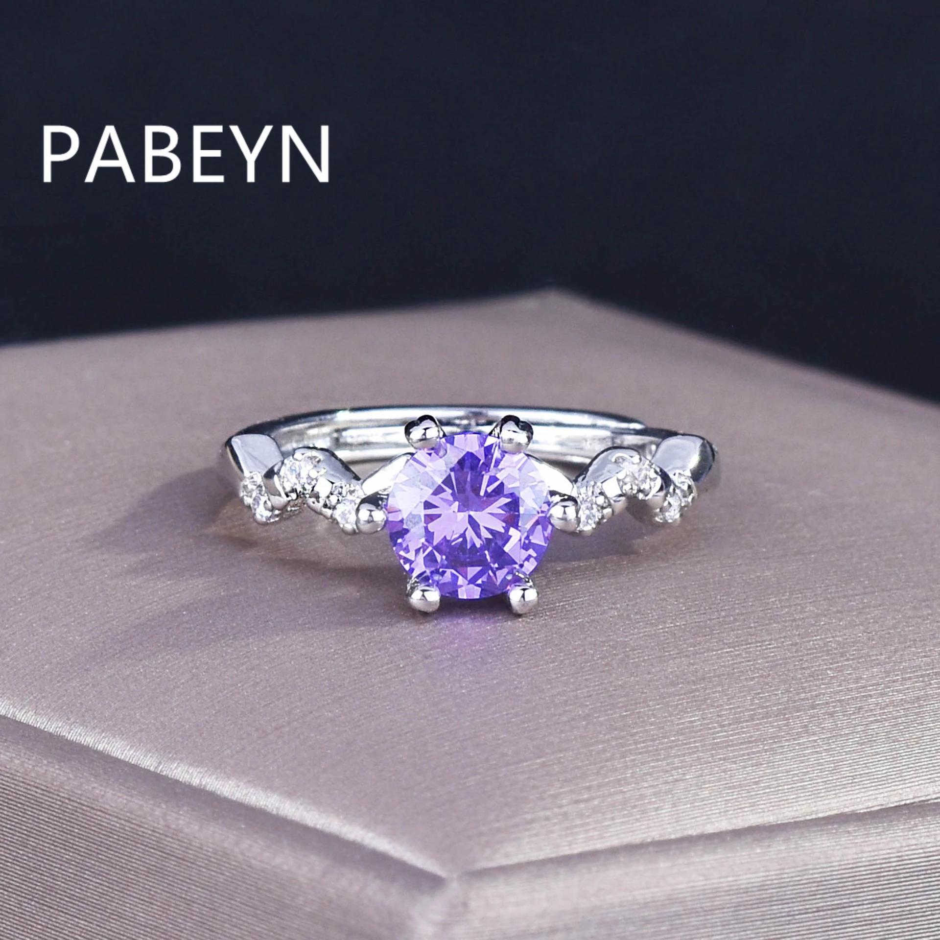 925 Sterling Silver Fashion Light Luxury Eight Hearts Eight Arrows Purple Zircon Wave Ring Birthday Party Gift Ladies Jewelry