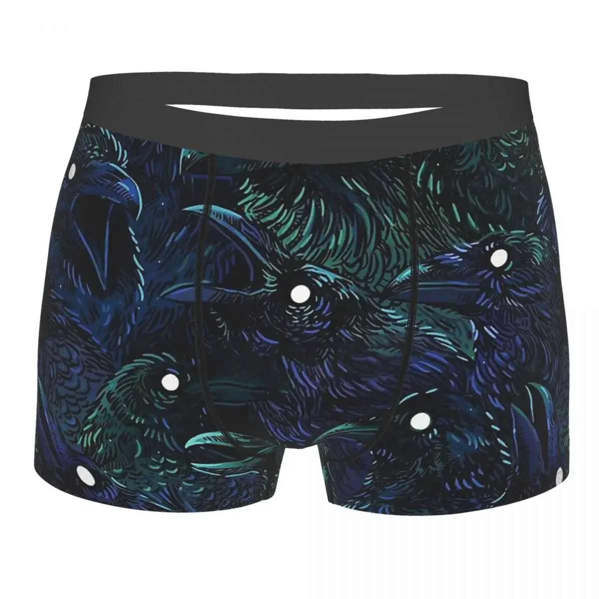 Raven Pattern Goth 1980s Subculture Rock Romance Underpants Homme Panties Men's Underwear Print Shorts Boxer Briefs