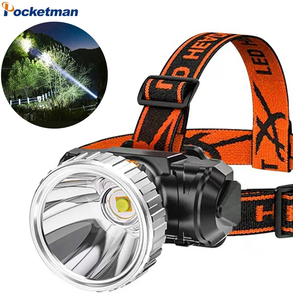 

New LED Headlamp Outdoor Fishing Headlight USB Rechargeable Head Lamp Built-in 18650 Battery Camping Running Lantern