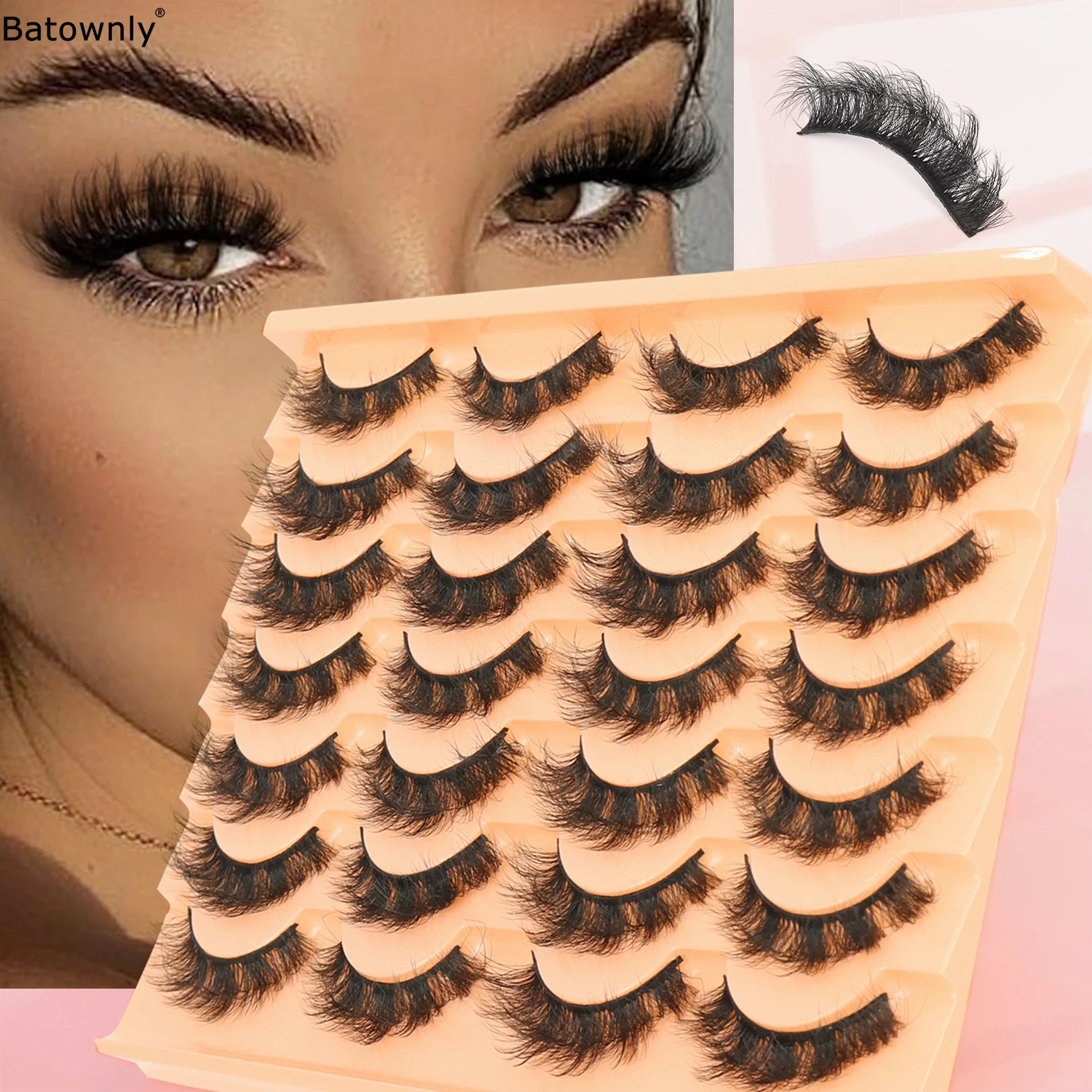 14 قطعة من الرموش الصناعية الكثيفة والرقيقة 18 ملم رموش صناعية على شكل عين القطة الطبيعية