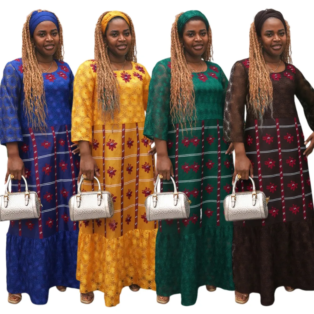 

Elegant Plus Size African Dresses for Women Tradition Embroidery 2025 Wedding Party Dress Ankara Lace Robes African Clothes