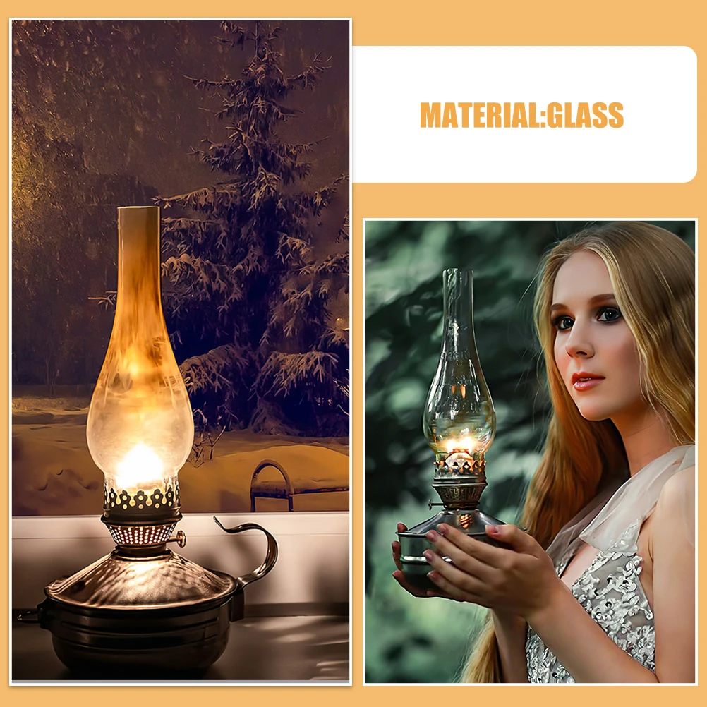 

2Pcs Glass Oil Lamp Chimney Vintage Clear Chimneys Replacement Cover Shade for Lamp Lantern Globe Light Globe