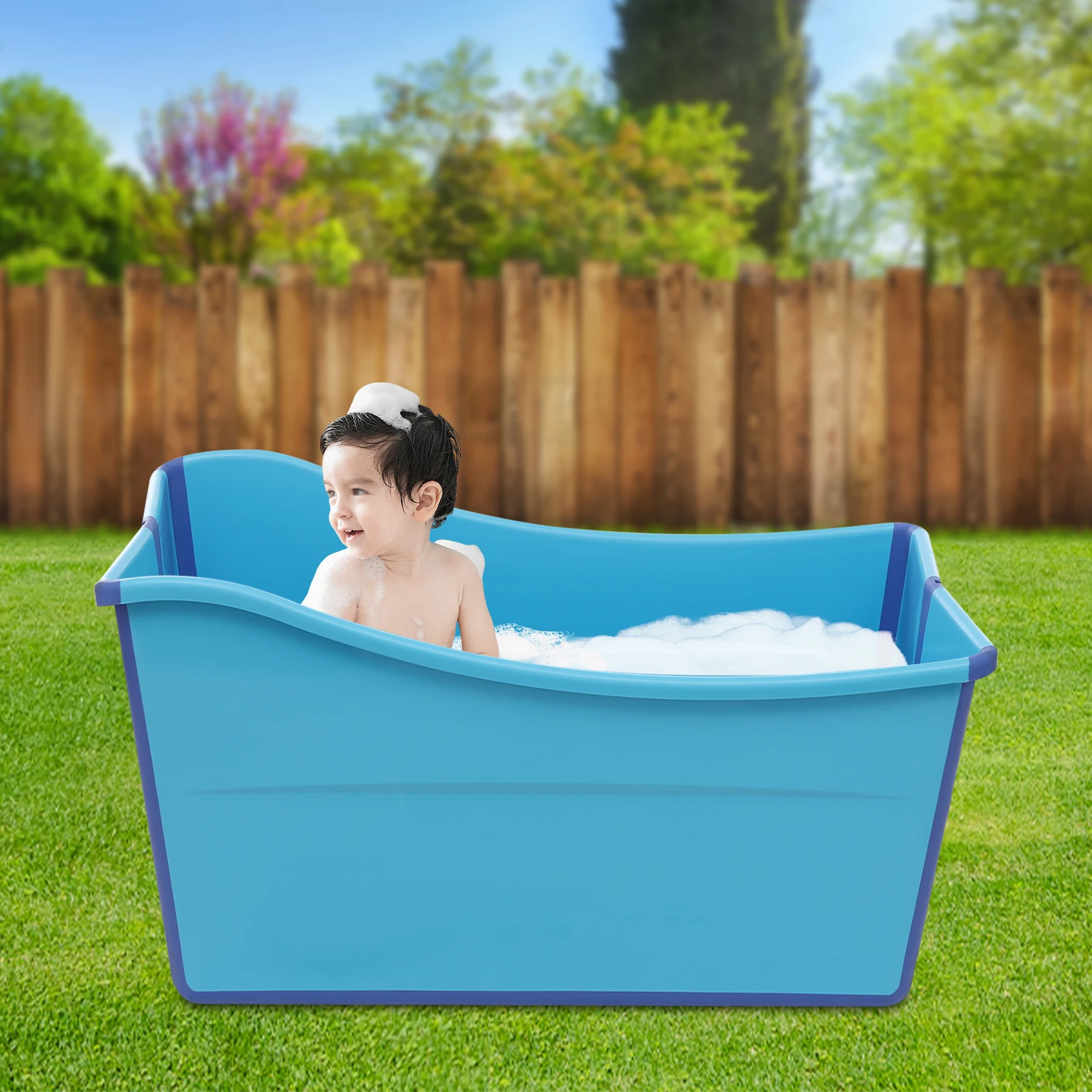 대형 접이식 욕조, 성인 및 여행용 휴대용 욕조, 휴식을 위한 깊은 스파, 컴팩트한 보관, 경량