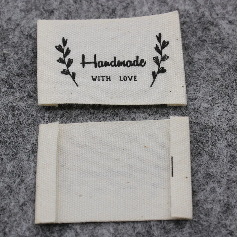 200pcs handmade label/cloth private label printed cotton label tag garment print tag clothing cotton label