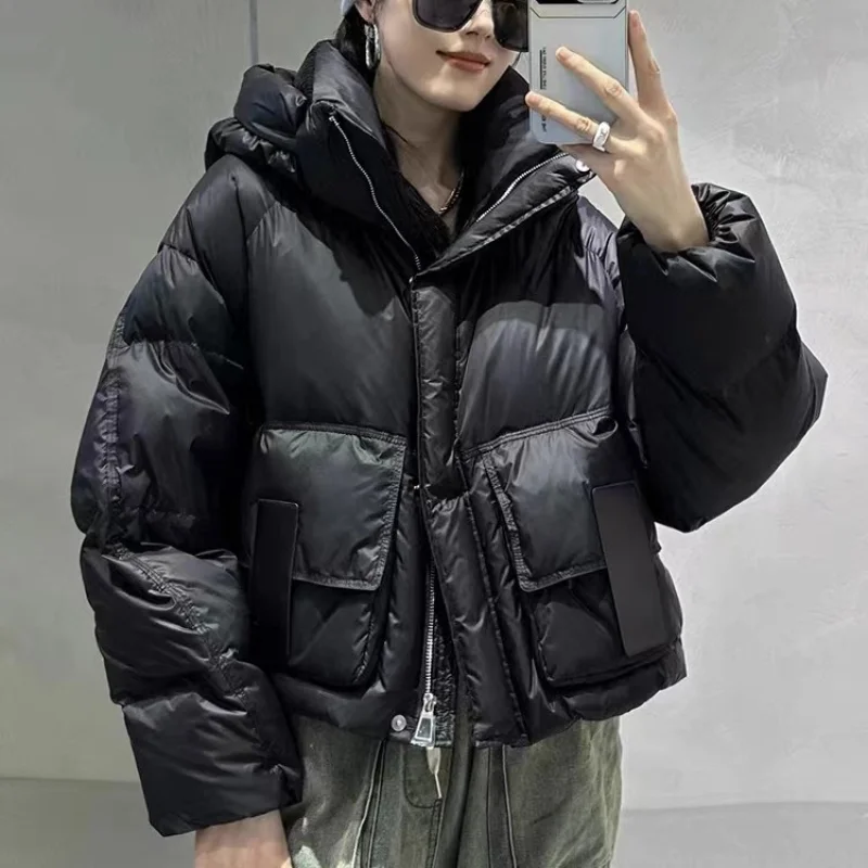 Short Women Jacket 2024 New Winter Coat Female Hooded Fashion Parkas Warm Loose Padded Snow Down Jacket Puffer Coats Down