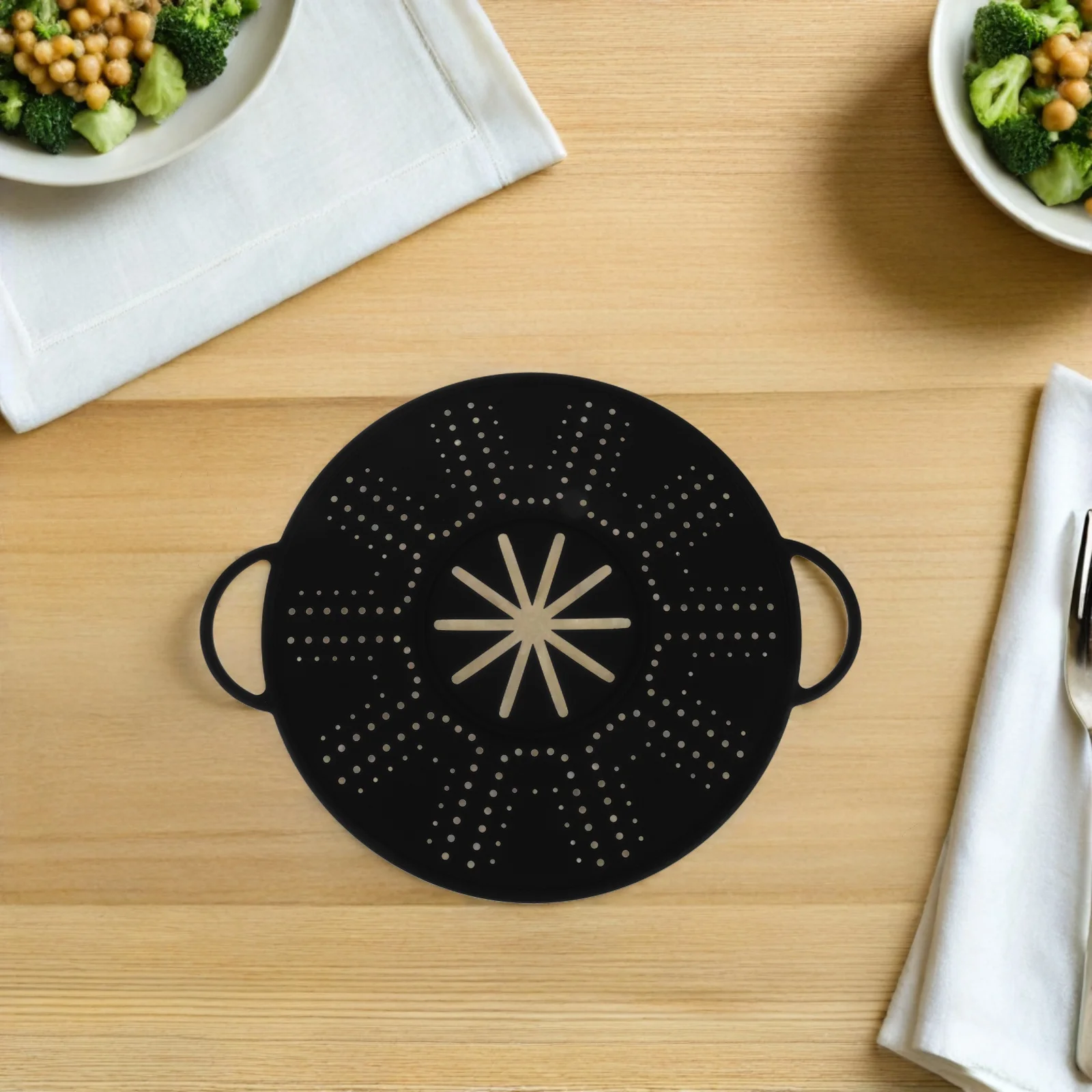 

Heat Resistant Silicone Splatter Guard with Handles Fry Pan Cover Oil Splash Barrier Cooking Safety Mesh Screen for Countertop