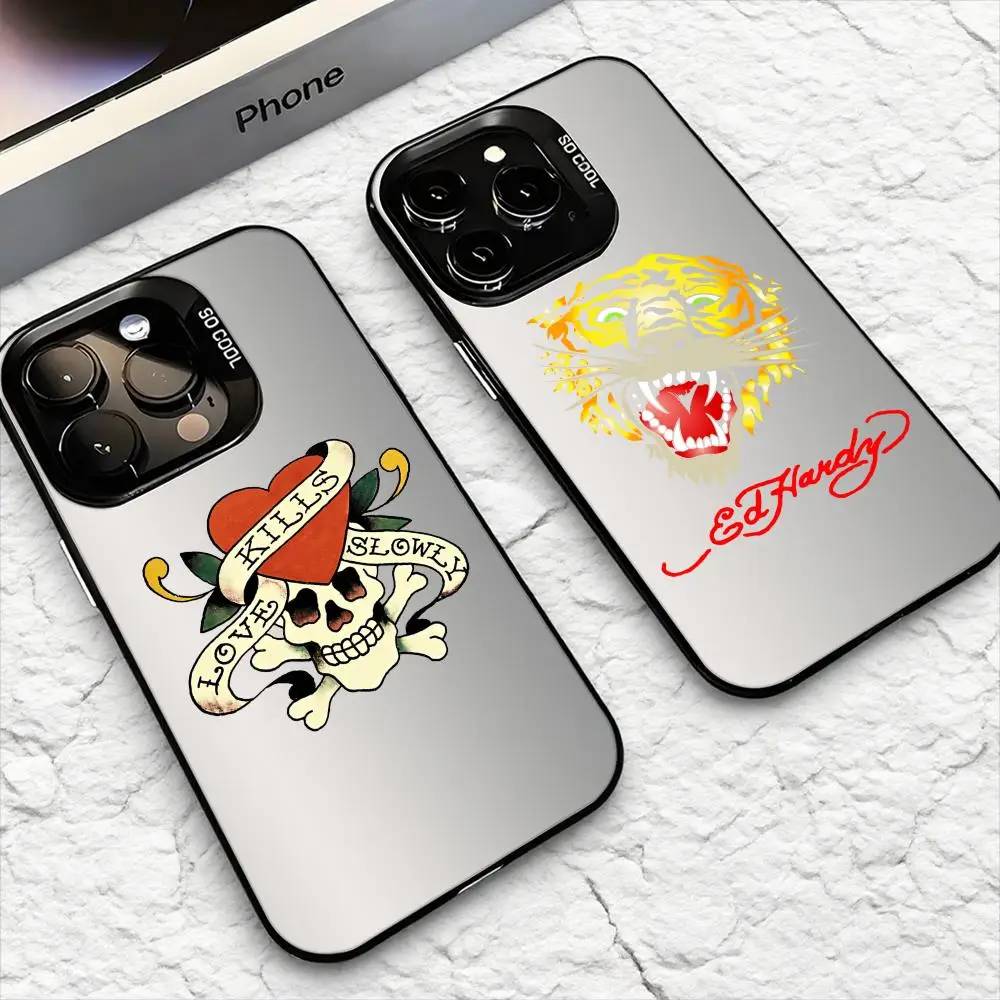 Fashion Luxury E-Ed H-Hardy Phone Case For iPhone 17 16 15 14 13 12 11 Pro Max Air Matte Laser Aurora Shockproof Funda