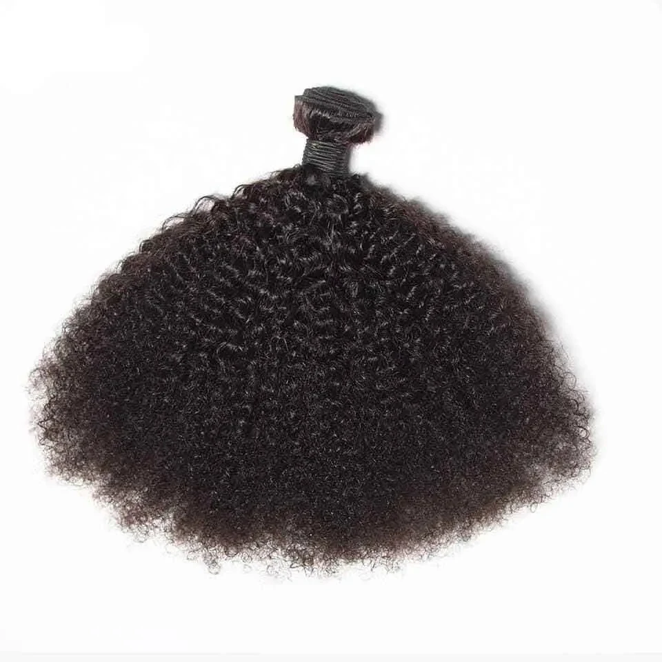 2/3PC Afro Kinky Curly Human Hair Bundles 100g Mongolian Kinky Curly Hair Bundle Double Weft Hair Extension Remy Natural Color