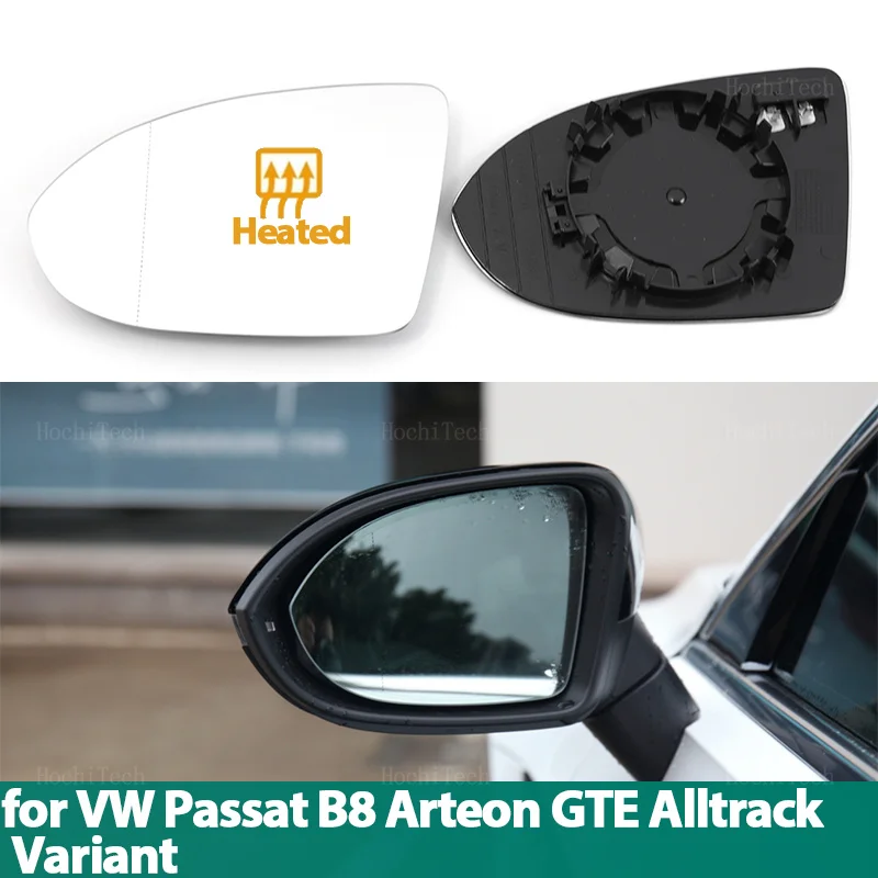 Left Right Side Heated Mirror Glass LH RH Lens Replacement for Volkswagen VW Passat B8 Arteon GTE Alltrack Variant 2015-23