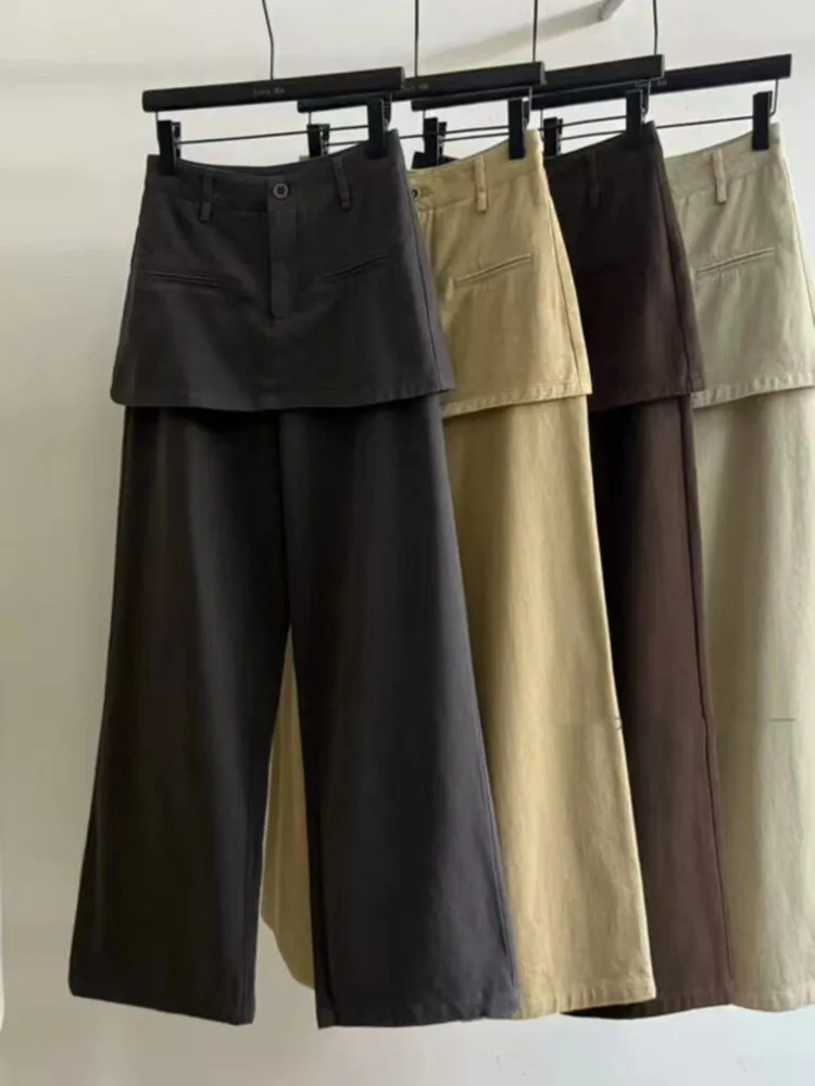 CiCi مصمم الأزياء قطعتين مجموعة السراويل للنساء 2025 ربيع الخريف جديد فضفاض واسعة الساق بنطلون مستقيم #5