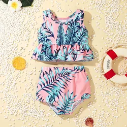 Swimsuits Girls Summer Toddler Girls Sleeveless Floral Bathing Suit Ruffles Two Piece Swimsuit Bikini Bathing Suit 6t Girls