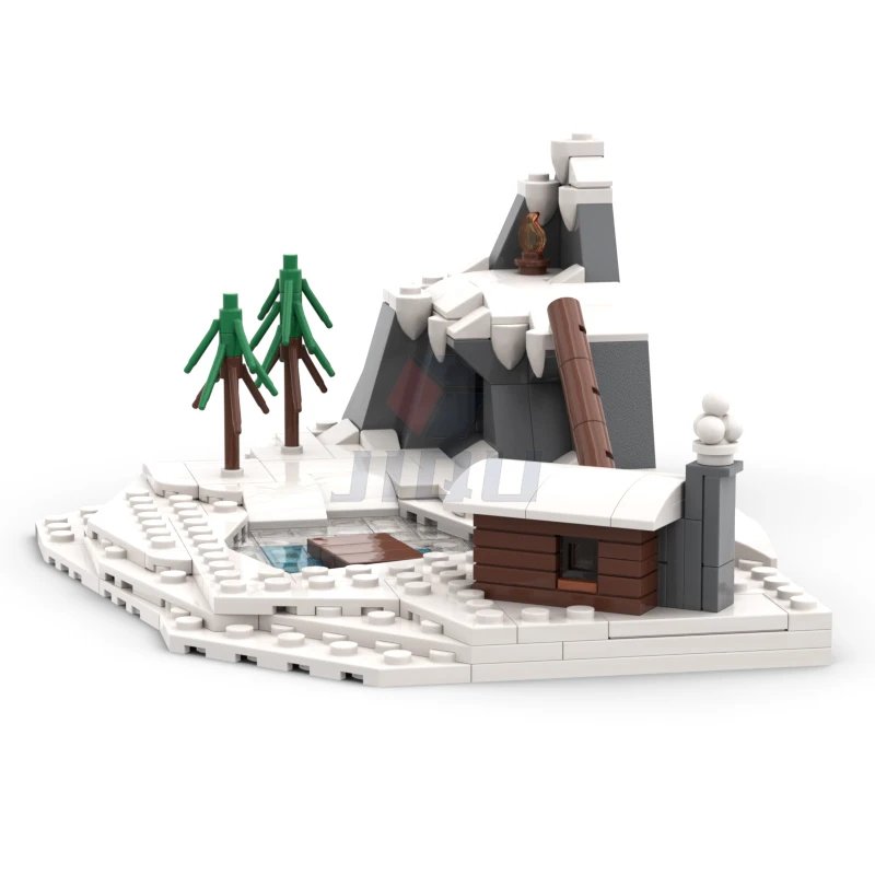 Inverno montagna paesaggio modello Building Blocks City Street Snow House Scene Construction MOC Bricks giocattolo per bambini fai da te regali di natale