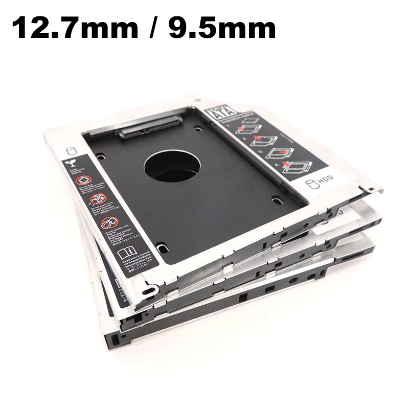 Aluminum 2nd Second Hdd Caddy  Hard Disk Drive Case 9.5mm 12.7mm Optibay for SATA 3.0 2.5\'\' SSD DVD CD-ROM Enclosure Adapterbox