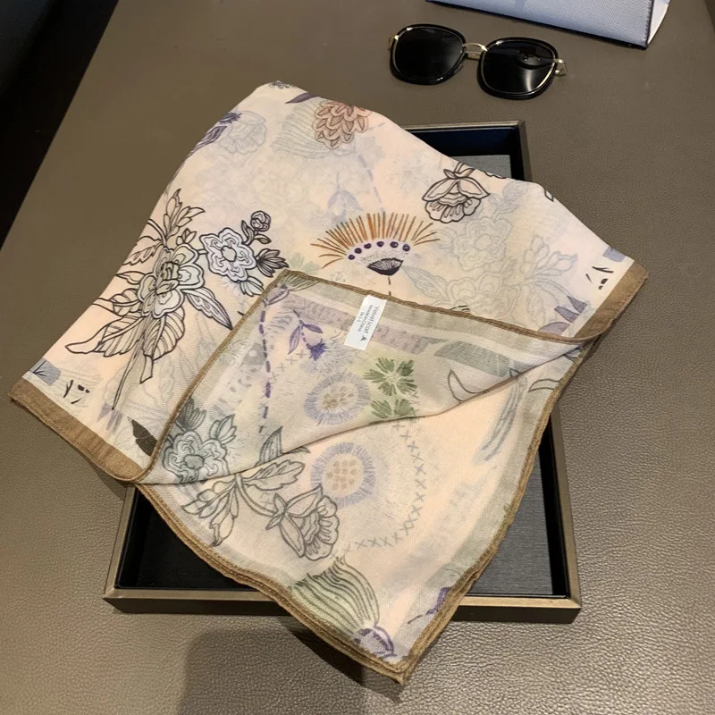 Versatile High-end Silk Scarf, Peony Flower Printing, Classic Niche Scarf, Decorative Small Square Scarf, Silk Scarf.
