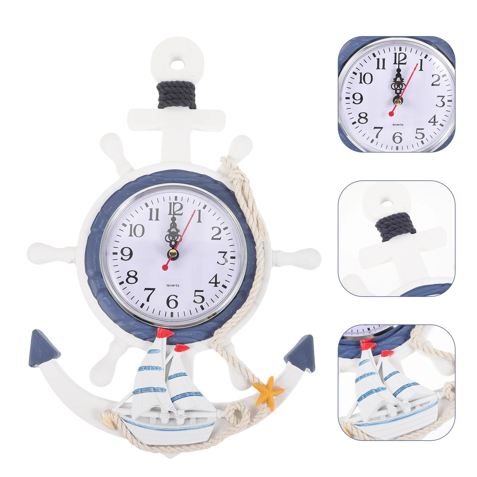 

Large Digital Clock Anchor Wall Ticking Decor Mediterranean Style Travel