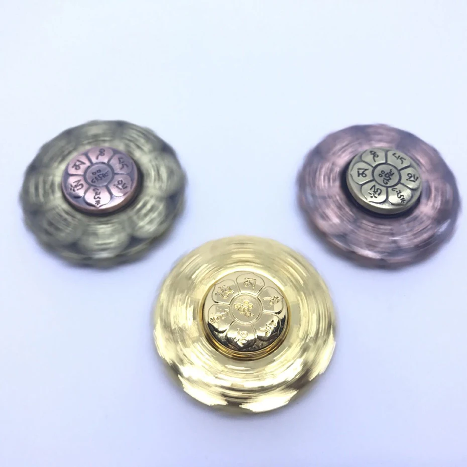 Lotus Fingertip Gyro Toy Buddha Eye Spinner Finger Gyro Lotus Wheel Bronze Fingertip Rotate Buddhist Meditation Decoration Gift