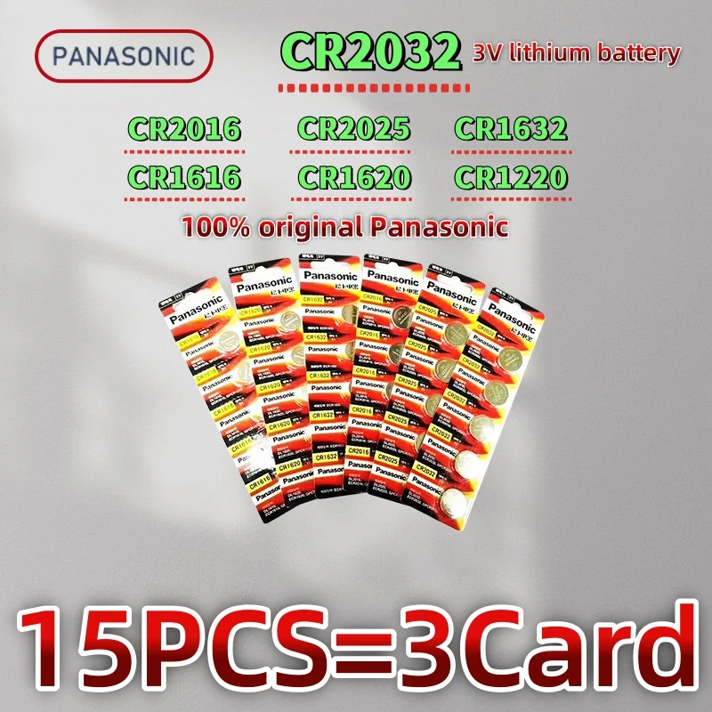 15Pcs Original Panasonic CR2032 CR2025 CR2016 CR1632 CR1616 CR1620 CR2450 CR2430 3v Lithium Battery cr 2032 Watch Batteria