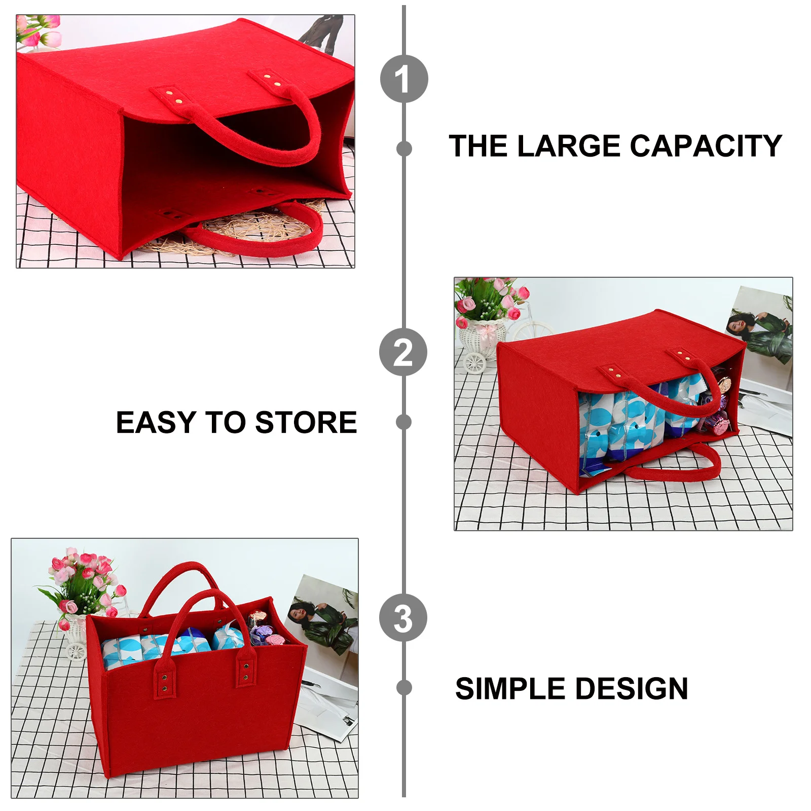 

Practical Felt Firewood Bag Easy to Carry Storage Pouch for Logs Picnic Camping Accessories and Family Use Felt Firewood Bag