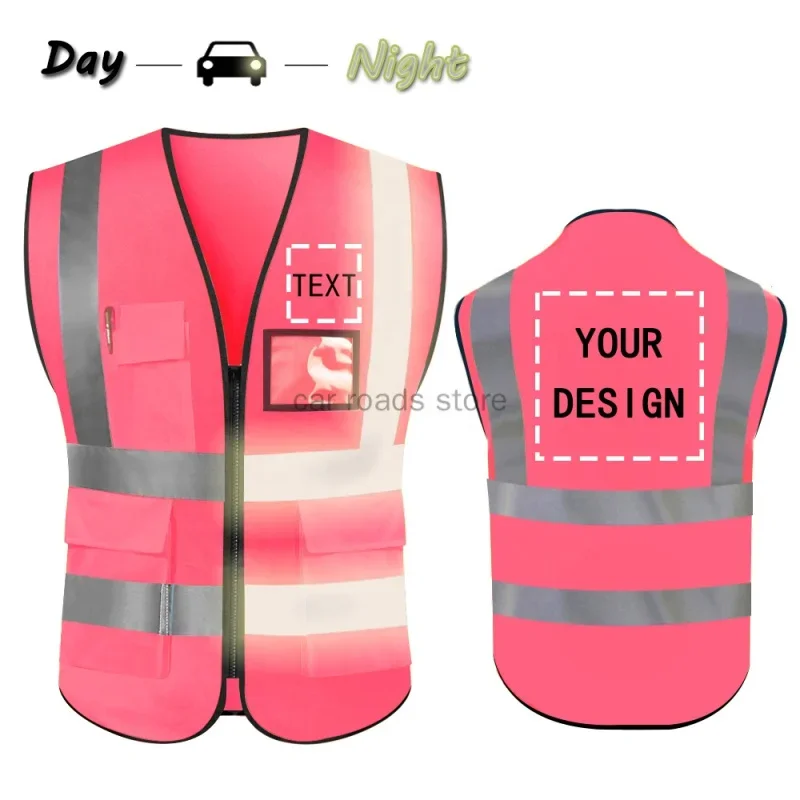 

Custom Your Text Logo High Visibility Security Reflective Vest Personalized Construction Traffic Outdoor Safety Cycling Wear