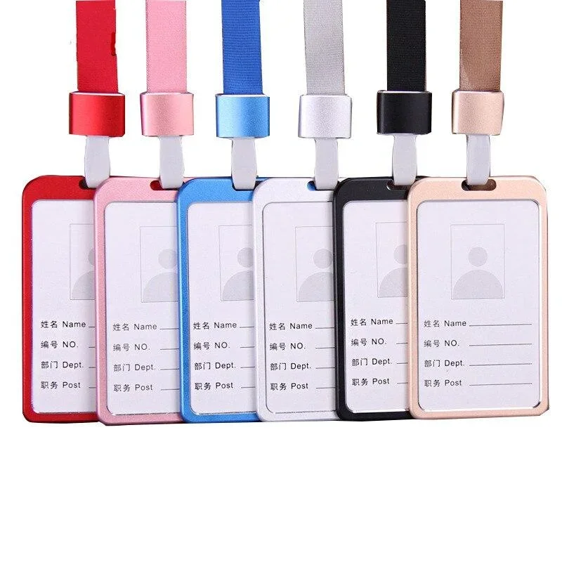 1set Name ID Tag Badge Holder Pass Business Work Card Holder Working Permit Case Cover Sleeve with Neck Strap Lanyard
