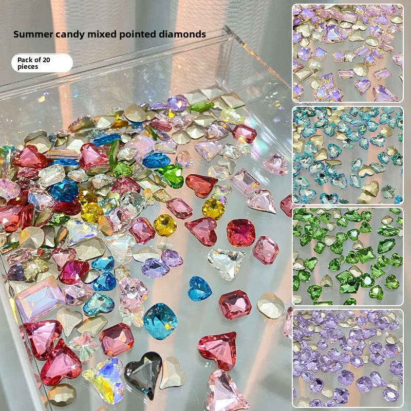 Mieszane ozdoby do paznokci: diamenty, cukierki, kryształki, lod, serca, narzędzia do zdobienia paznokci z Chin.