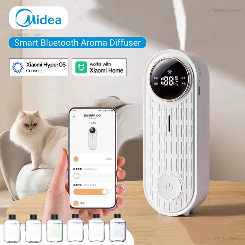 Диффузор эфирного масла Midea с управлением через приложение, диффузор аромата, автоматический распылитель, настольный настенный монтаж для домашнего офиса, может заправку жидкости