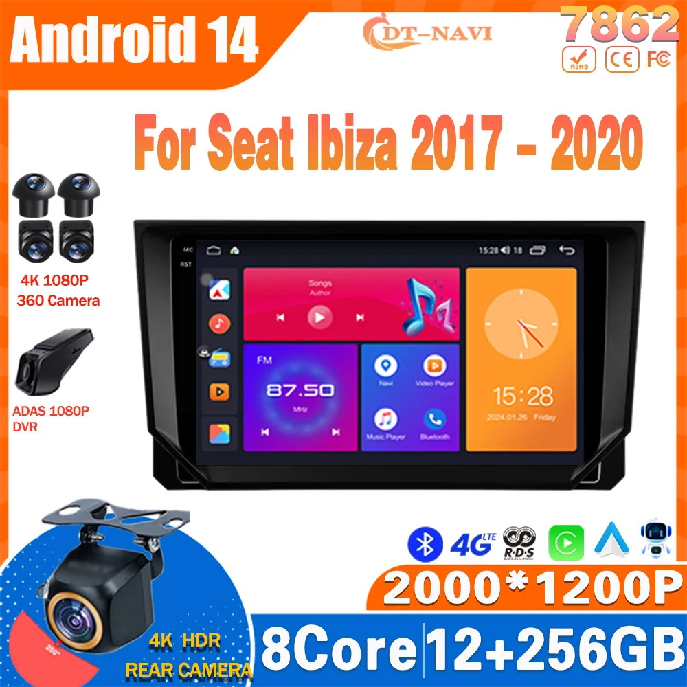 

Android 14 Car Radio For Seat Ibiza 2017 - 2020 Multimidia Video Player Navigation GPS Carplay Stereo NO 2Din DVD 4G Head Unit