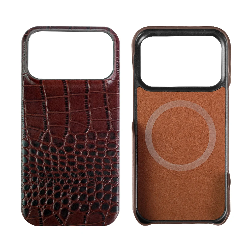Natural Cowhide Leather for Magsafe Case for iPhone 18 17 15 16 Pro Max Air 18Pro 17Pro Magnetic Protector Luxury Phone Cover