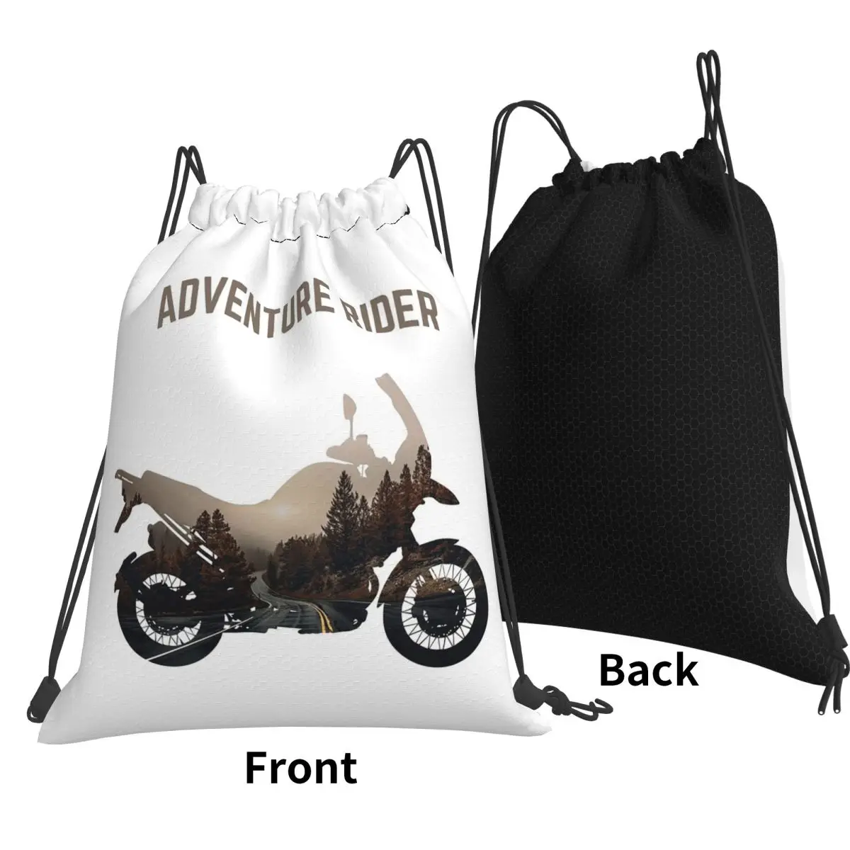 Adventure Motorcycle Biker Off Road Rider Mountain Forest Travel Backpacks Drawstring Bags Sports Bag Book Bags