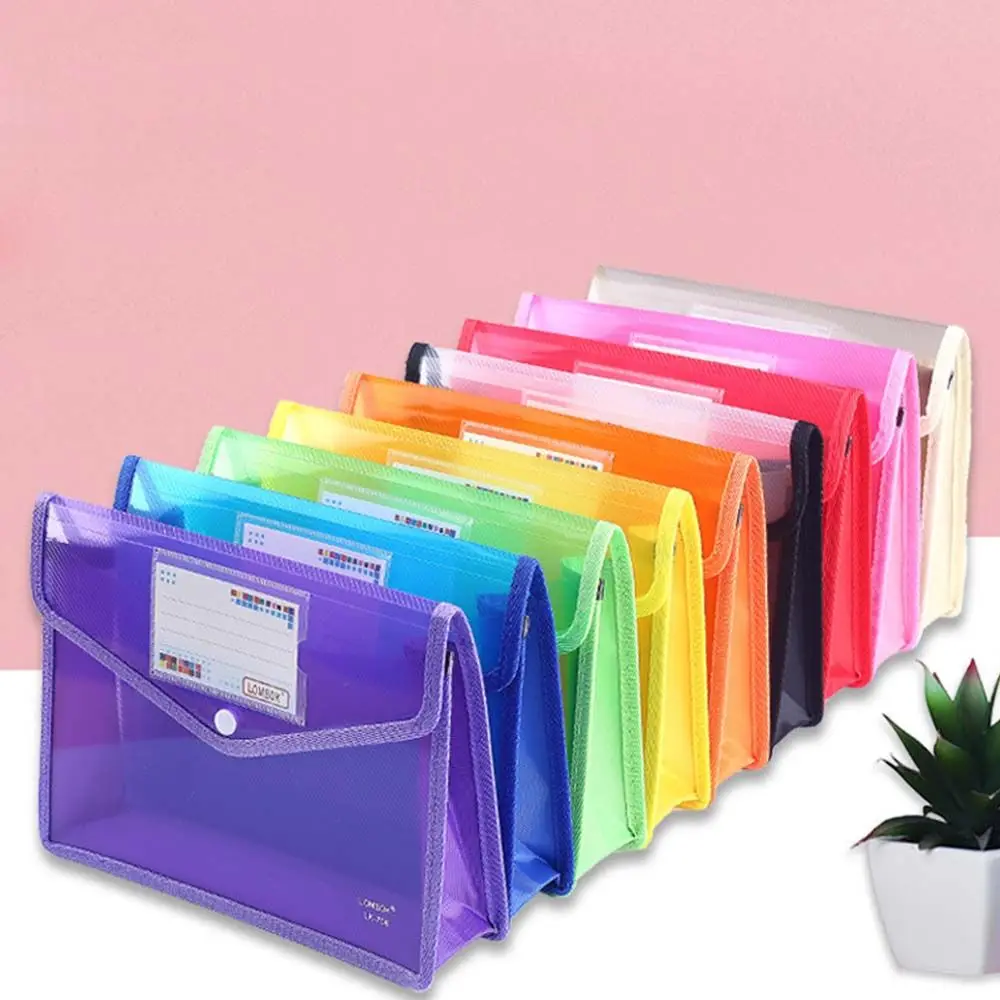 A4/A5 Colorful Waterproof Large Capacity Transparent Plastic File Folders for Storing Files Organizing Desktops