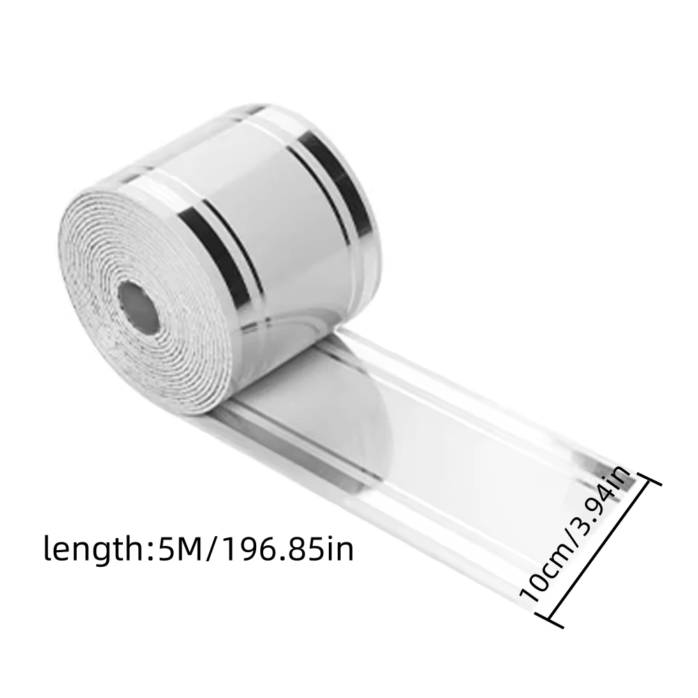 1pc 196.85inX3.94in Self-Stick Baseboard Trim-Anti-Collision Waterproof Wall Waistband Sticker for Living Room Bedroom Home