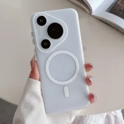 Huawei Pura 70 Pro Plus Ultra Magsafe 무선 충전 안티 드롭 보호 커버 범퍼 용 골판지 자기 전화 케이스