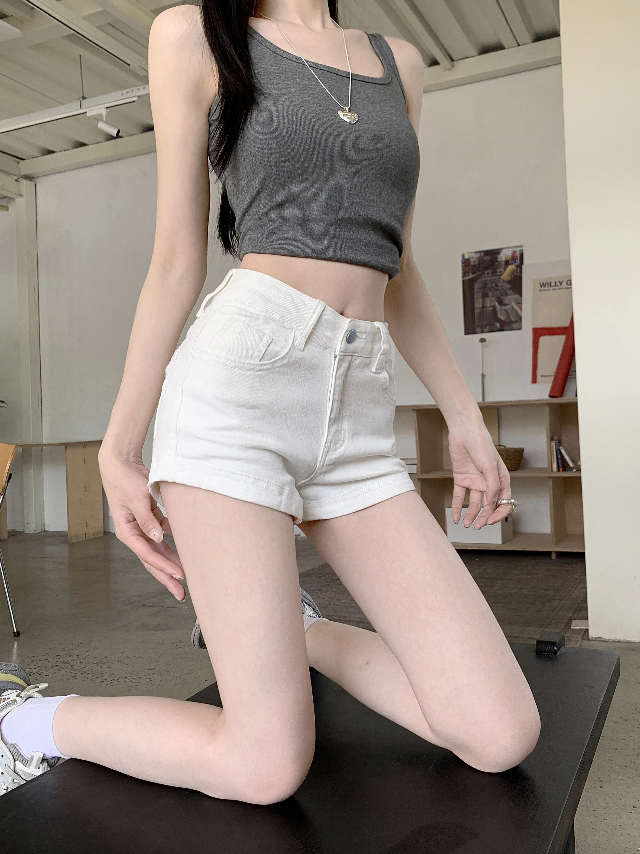 

Women's Sexy High Waist Denim Shorts With White Designer Streetwear Mini Hot Pants Beach Summer 2025 Woman Korean Wide New Girls