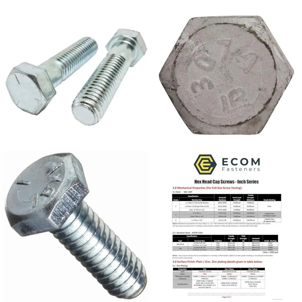 

Винты с шестигранной головкой из оцинкованной стали класса 5, 1/4 x 2-1/2 дюйма, грубая резьба, упаковка 100 шт., сделано в США, прочные крепежные детали