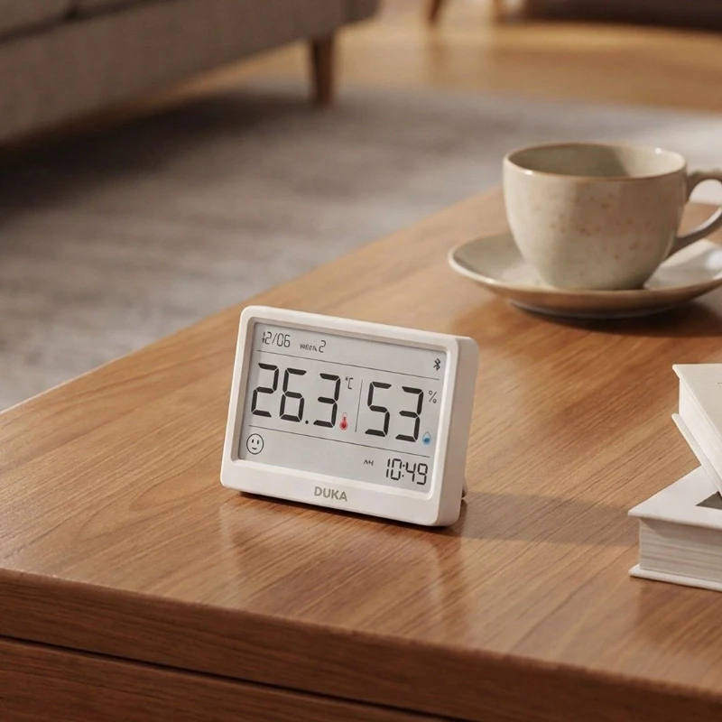 DUKA Smart Temperature Humidity Clock with Dual-Screen Multidimensional Display Multi-Function Indoor Environmental Monitoring