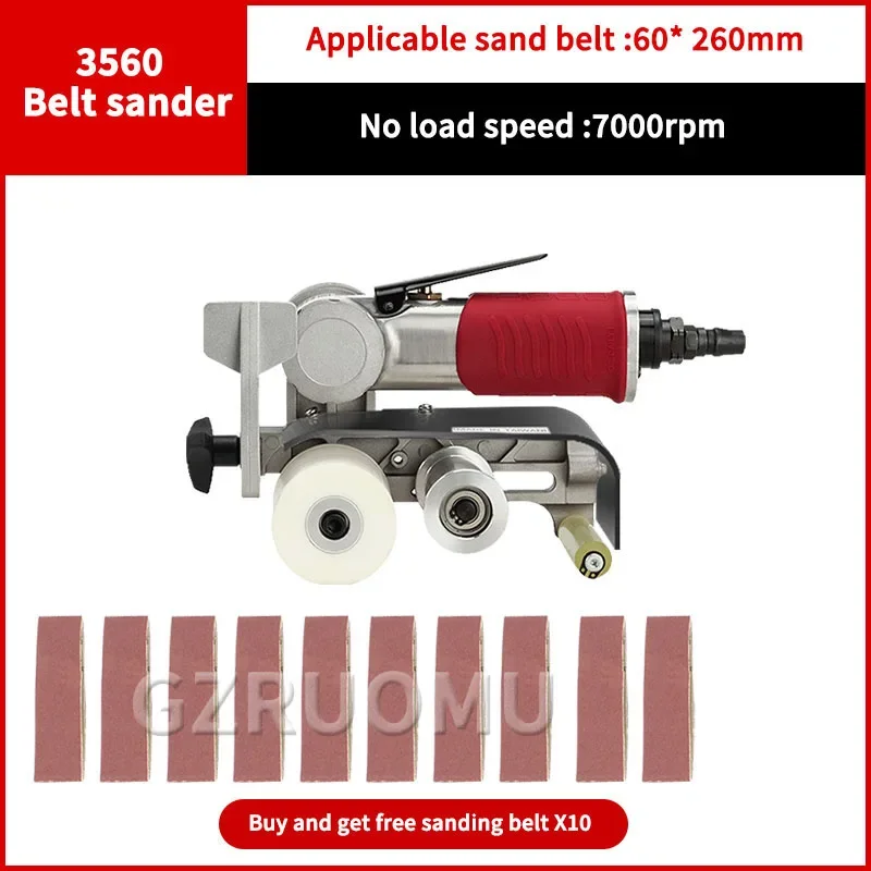 Air Belt Sander 60x260MM Mini Pneumatic Metal Drawing Grinding Machine Stainless Steel Woodworking Multifunction Polishing Tools