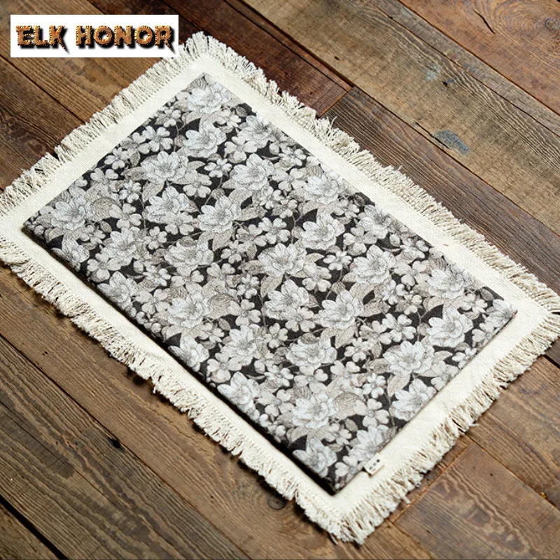 

Tassel Cotton Linen Brocade Flowers Rectangular Tea Table Mats Vintage Drink Coaster Dinner Table Cloth Mat Teaware Collection